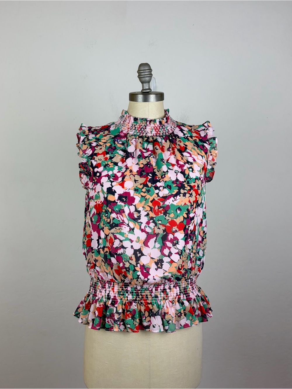 J. Crew Mock Neck Floral Blouse